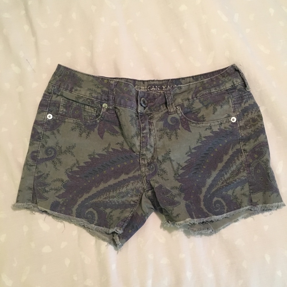 American Eagle Paisley Print Jean Shorts